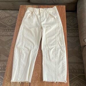 We the Free Barrel Jeans—white denim